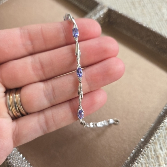 Sterling Silver Tanzanite Diamond Bracelet - Picture 6 of 9